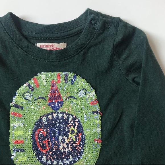Du Pareil Au Même (DPAM) Green sequin T-shirt, size 6 months. - Picture 3 of 4